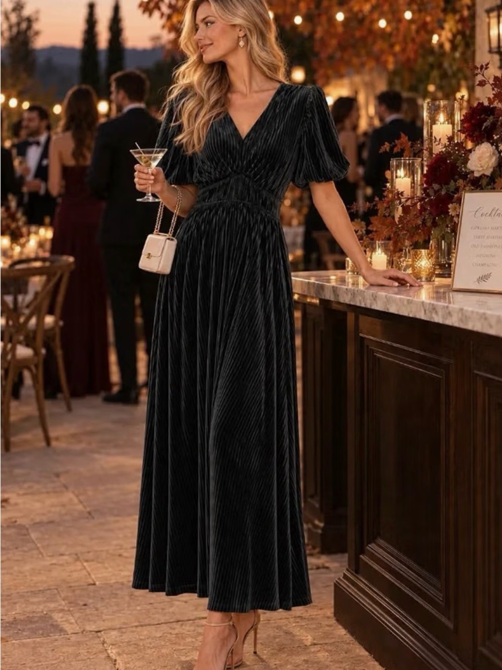 Velvet Maxi Dress S Cocktail Semi-Formal Wedding Guest Fall Winter Holiday